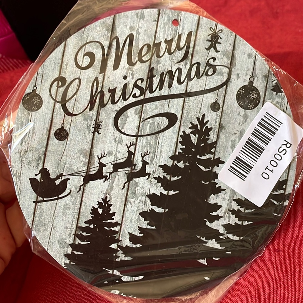 Merry Christmas holiday wall hanging plaque decor NIB